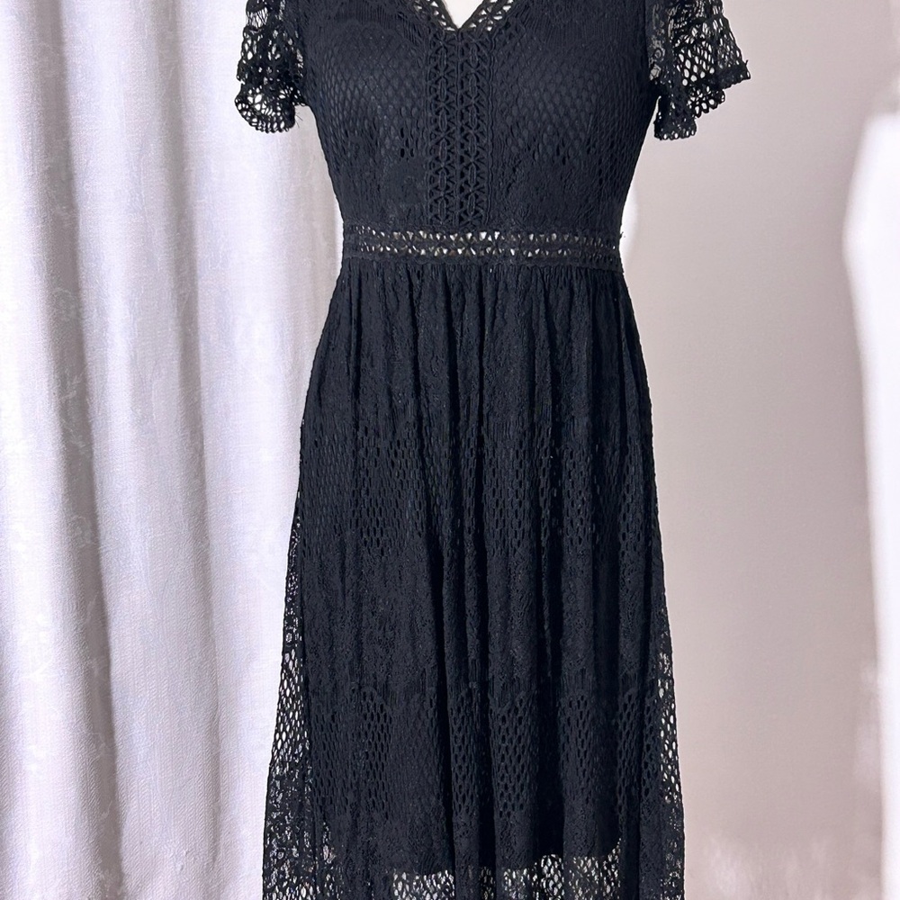 Altar'd State Black Flutter Sleeve Maxi Dress